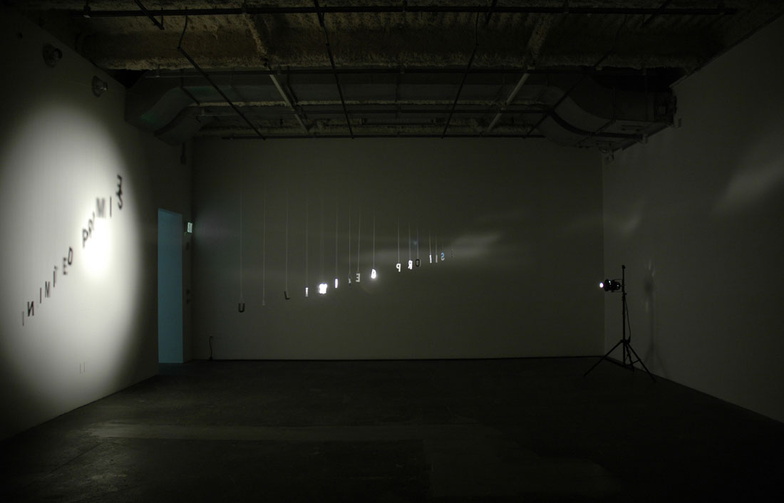 Unlimited Promise, 2009-2010, installation: foil paper, thread, light, shadow, dim. var.