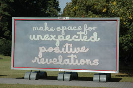 the artwork printed on a billboard installed in a park