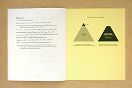 interdependence zine, showing inside back cover with two pyramid models.