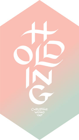 Holding title design in calligraphy with pink and sage green gradient