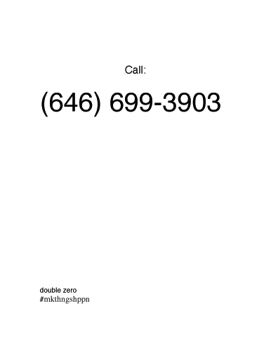 double zero, Call This Number. Call: (646) 699-3903. double zero #mkthngshppn