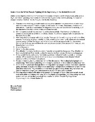 Instructions for White People Fighting White Supremacy in the United States #1 White people fighting white supremacy need to become conscious of themselves as white people. If you are white, you may have some consciousness of your racial identity already, but you can always develop it further. To do this, you can try the following: 1.	First do some work by yourself: read and pay close attention to what writers of color have said about the subject of white people. Do the same for artists, musicians, philosophers, and others. If you need assistance finding resources, you can ask librarians for help, surf the Internet or ask the author of this set of Instructions. 2.	Do not expect everything you learn to sink in immediately. You have a lot to learn as someone socialized as white in the United States. You’ll be engaged with this process for the rest of your life. 3.	Next you need to engage with other people. You can do this with a group or with one other person. To engage a group, identify a public event in your community where issues around race or racism will be the focus, and where there will be an opportunity for discussion. Remember that you are not there to view people as special other people from you; you are there to learn and think. 4.	Attend the event. 5.	Listen to the discussion.  6.	Pay attention to every word said, even if you do not speak the language. Pay attention to how people deliver their words. Listen for emotion in their voices. Notice body language. 7.	If you would like to participate, formulate questions instead of making points or relating stories. What would you like to know more about or understand more deeply? Good questions will come from those places. 8.	Focus on listening during every moment of the discussion. Think about what people are expressing. Think about what they are not saying out loud, and consider why that might be. 9.	Some of what you learn through these reading and engaging processes may make you feel guilty and bad, or joyful and enlightened and likely a complicated combination of all of these and other emotions. Pay attention to these feelings; get to know them, they will return as you continue to change your consciousness of yourself as a white person. 10.	Develop relationships with other white people and people of color who want to talk about race and white supremacy with you. Nurturing those relationships, and discussing race and racism one-on-one is the subject of Instructions for White People Fighting White Supremacy in the United States #2.  By Julie Perini February 2014 #mkthngshppn