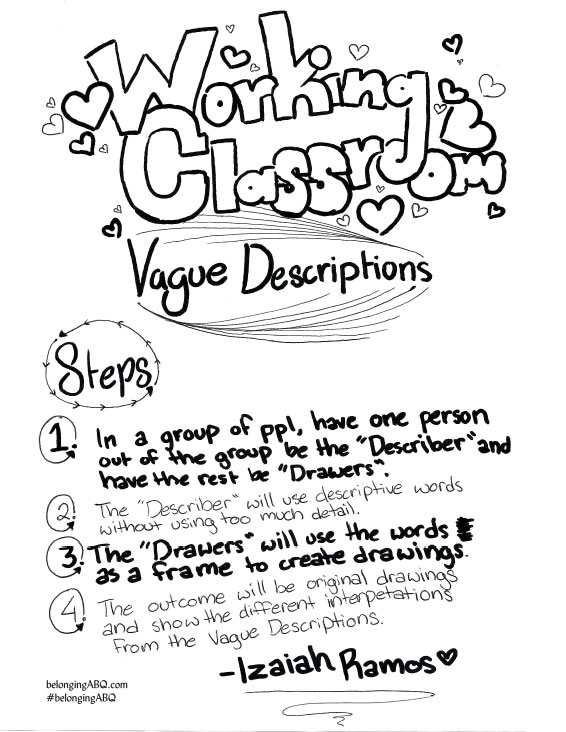 Vague Descriptions, by Izaiah Ramos, Working Classroom intern